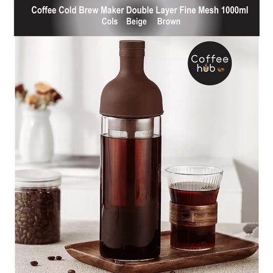 (READY STOCK)Coffee Cold Brew Ice Coffee Maker Pot Double Layer Mesh Stainless Steel 1000ml Capacity