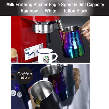 (READY STOCK)Coffee Espresso Milk Frothing Pitcher Jug Stainless Steel Eagle Spout Mouth Teflon Rainbow 500ml