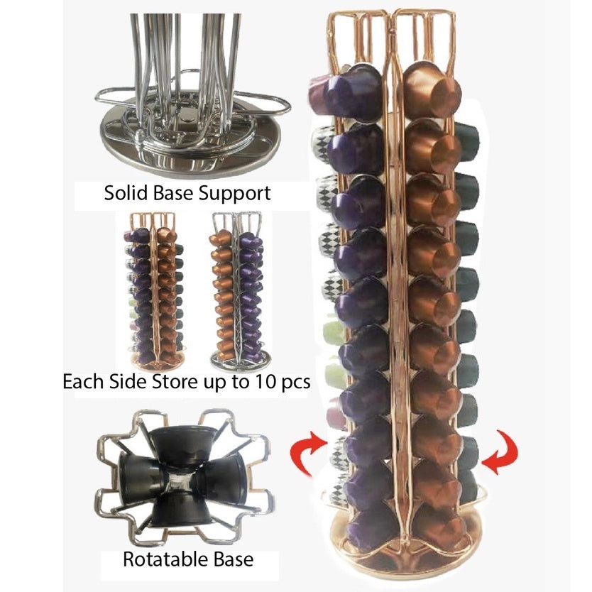 (Ready Stock)Coffee NESPRESSO Capsule Pod Holder (40 Pieces) Nescafe Dolce Gusto Pod Holder(24 Pieces) Rotatable Tower