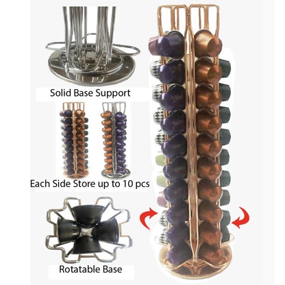 (Ready Stock)Coffee NESPRESSO Capsule Pod Holder (40 Pieces) Nescafe Dolce Gusto Pod Holder(24 Pieces) Rotatable Tower