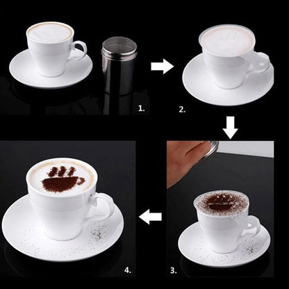 (Ready Stock)Coffee Sifter Duster Chocolate Shaker cocoa Flour Spray Kitchen Baking Tools Latte Art Mold Stencils