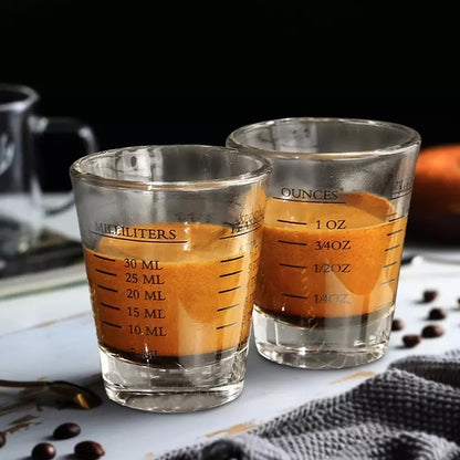 (Ready Stock)Coffee Espresso Shot Glass Double Mouthed Heat Resistance with Measuring Line 30ml 60ml 75ml