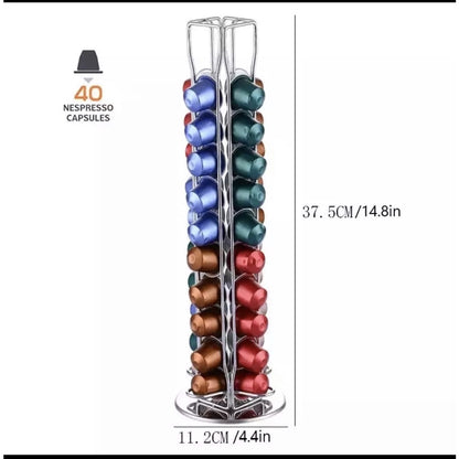 (Ready Stock)Coffee NESPRESSO Capsule Pod Holder (40 Pieces) Nescafe Dolce Gusto Pod Holder(24 Pieces) Rotatable Tower