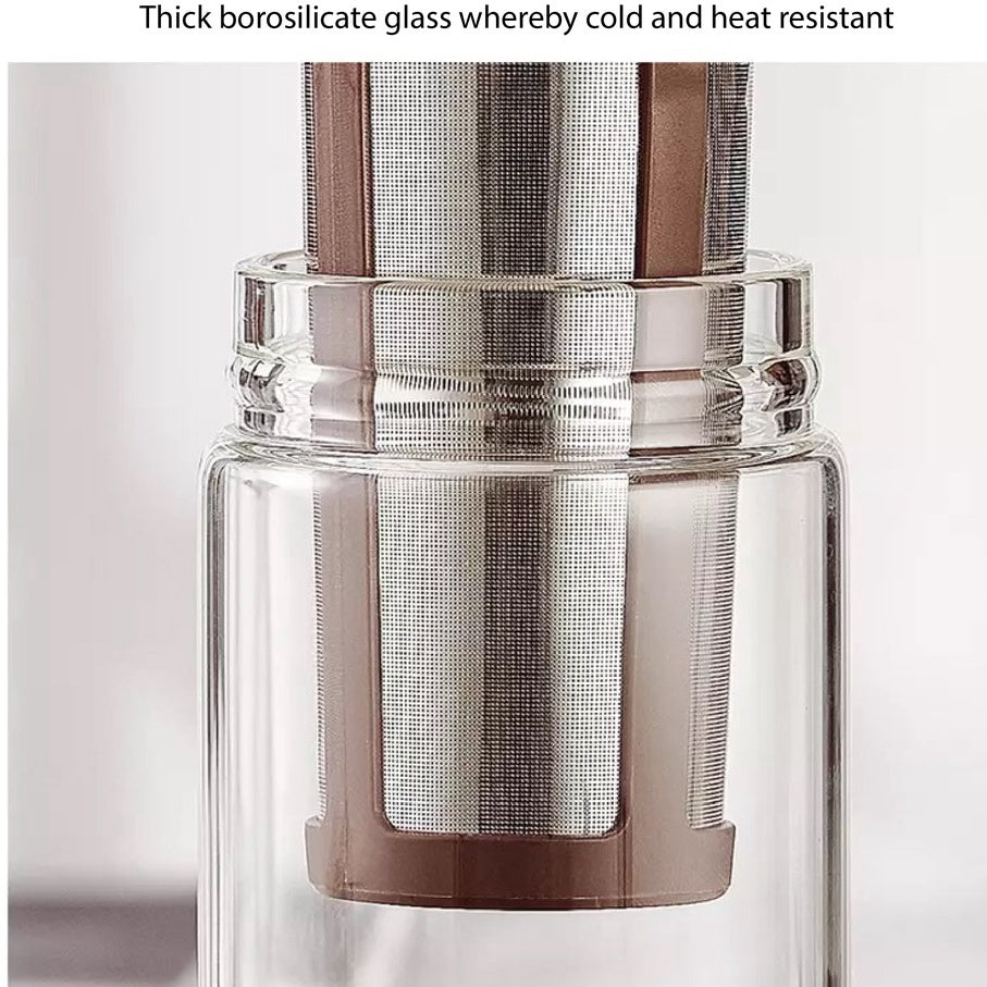 (READY STOCK)Coffee Cold Brew Ice Coffee Maker Pot Double Layer Mesh Stainless Steel 1000ml Capacity