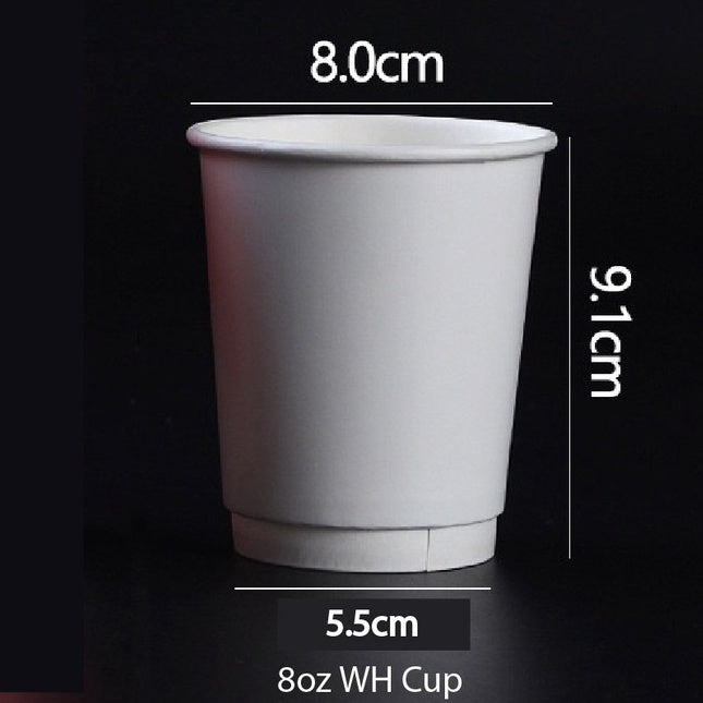 (Ready Stock)Coffee Tea Paper Cup High End Double Wall Heat Insulation Disposable  With Lid 8oz 12oz 16oz(±50pcs/bag))