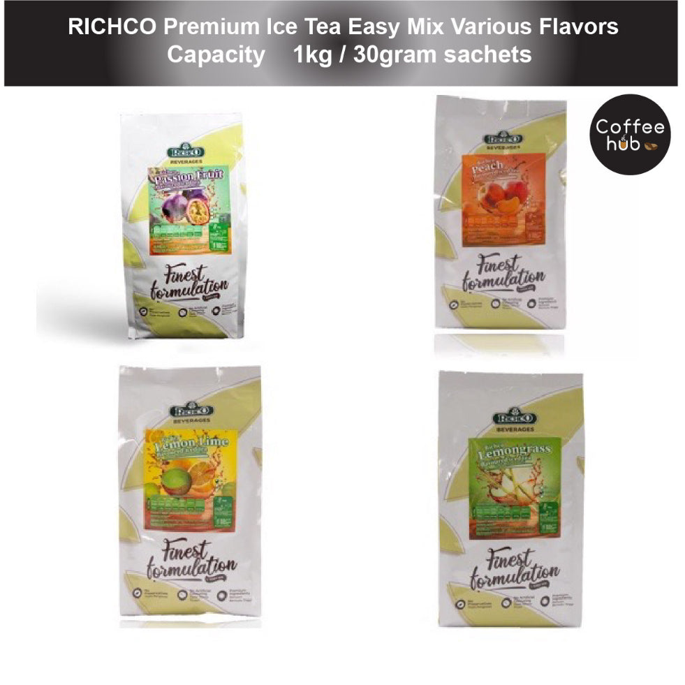 (Ready Stock)RICHCO Premium Fruit Ice Tea 1KG / 30gram Sachet Pack HALAL (LEMONGRASS/ LEMON LIME/ PEACH TEA)