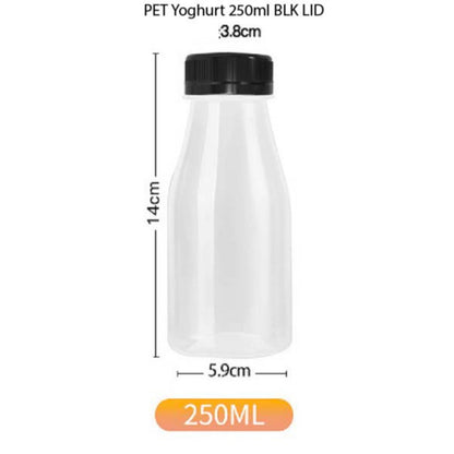 (READY STOKC)PET Clear Plastic Bottle 3.8cm Wide Storage Container Beverage Milk Juice Tea Coffee 200/250/300/350ml