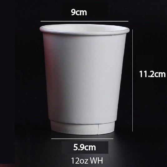 (Ready Stock)Coffee Tea Paper Cup High End Double Wall Heat Insulation Disposable  With Lid 8oz 12oz 16oz(±50pcs/bag))