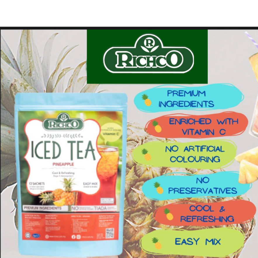 (Ready Stock)RICHCO Premium Fruit Ice Tea 1KG / 30gram Sachet Pack HALAL (LEMONGRASS/ LEMON LIME/ PEACH TEA)