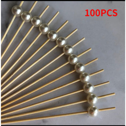 (READY STOCK)Bamboo Knot Shape Cocktail Sticks Pick Martini Drink Stick Pick Bar Buffets Cupcake Disposable 100pcs