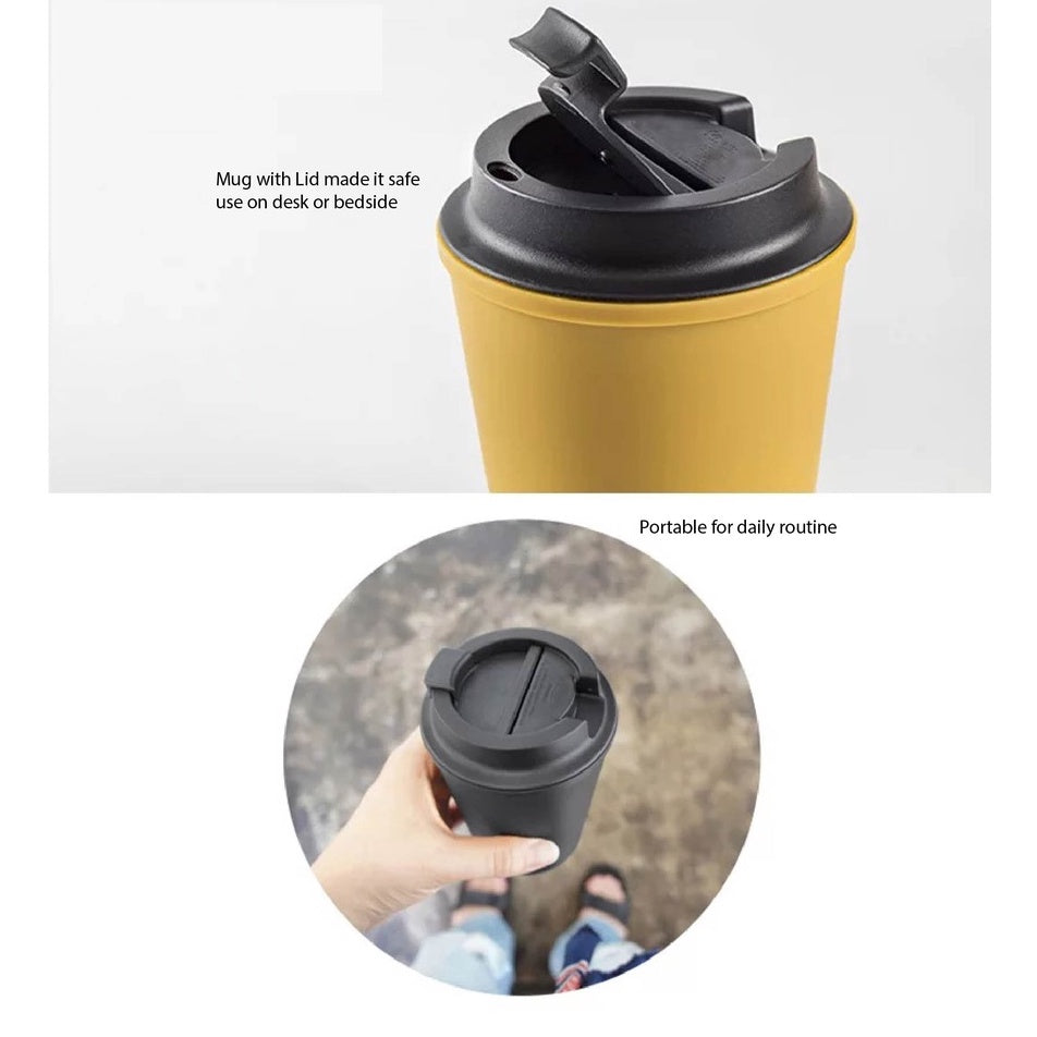 (READY STOCK)Espresso Coffee Thickened Portable Coffee Cup Leakproof Double Wall Heat Resistant Reusable 350ml