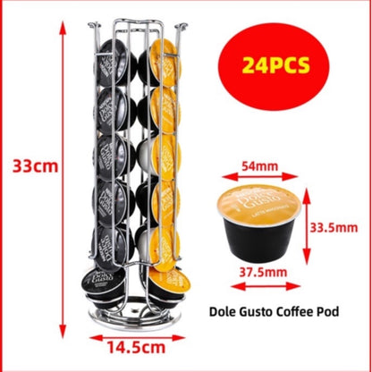 (Ready Stock)Coffee NESPRESSO Capsule Pod Holder (40 Pieces) Nescafe Dolce Gusto Pod Holder(24 Pieces) Rotatable Tower