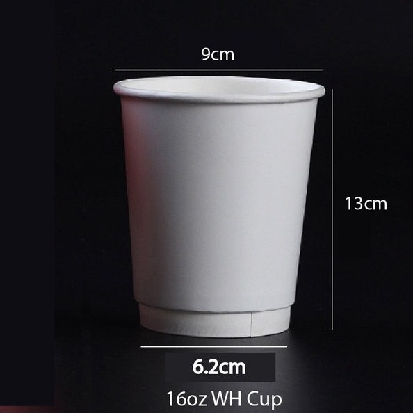 (Ready Stock)Coffee Tea Paper Cup High End Double Wall Heat Insulation Disposable  With Lid 8oz 12oz 16oz(±50pcs/bag))