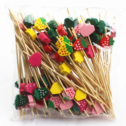 (READY STOCK)Bamboo Knot Shape Cocktail Sticks Pick Martini Drink Stick Pick Bar Buffets Cupcake Disposable 100pcs