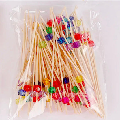 (READY STOCK)Bamboo Knot Shape Cocktail Sticks Pick Martini Drink Stick Pick Bar Buffets Cupcake Disposable 100pcs