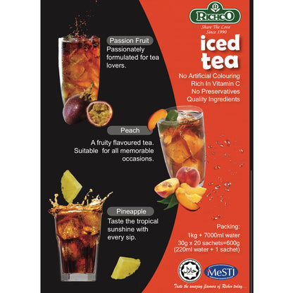 (Ready Stock)RICHCO Premium Fruit Ice Tea 1KG / 30gram Sachet Pack HALAL (LEMONGRASS/ LEMON LIME/ PEACH TEA)