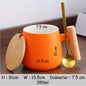 (READY STOCK)Coffee Tea Mug with Wood Handle Nordic Design With Lid and Spoon 350ml 420ml 460ml