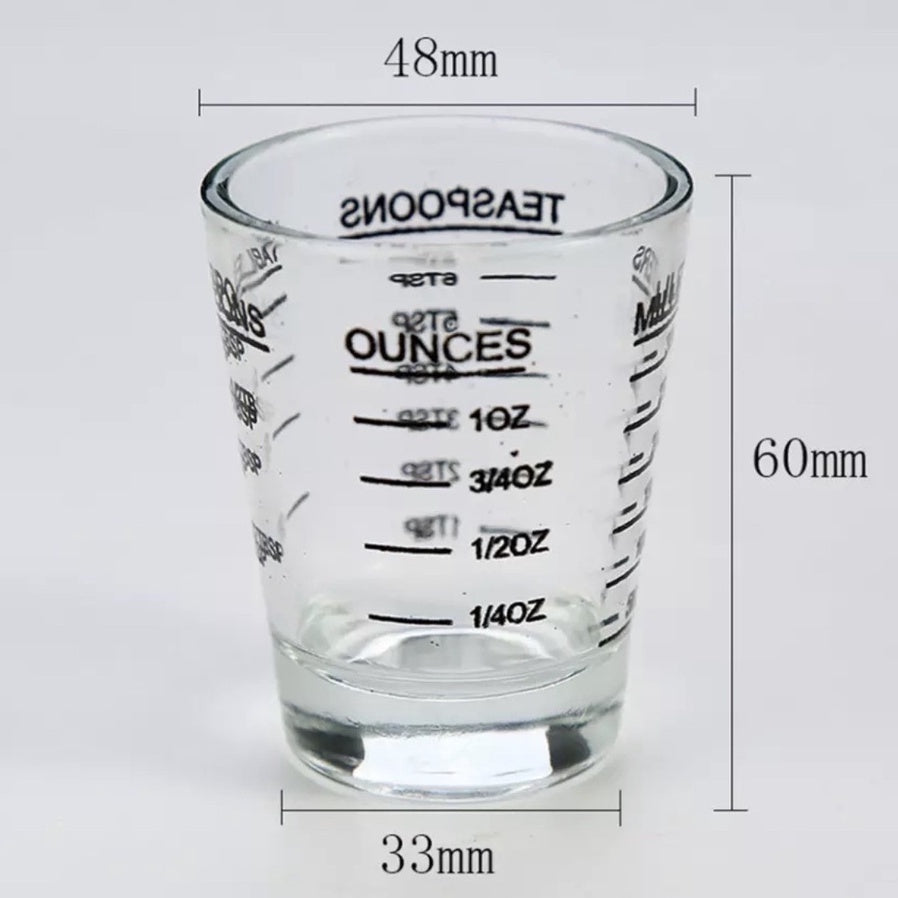 (Ready Stock)Coffee Espresso Shot Glass Double Mouthed Heat Resistance with Measuring Line 30ml 60ml 75ml