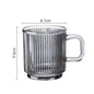 (READY STOCK)Coffee Tea Mug With Lid And Spoon Vertical Stripe Glass Creative Nordic Style 330ml