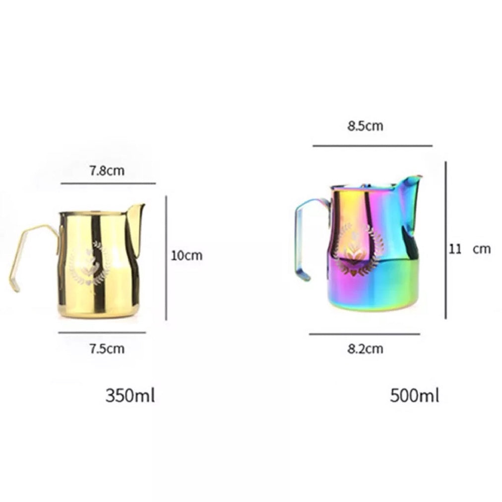 (READY STOCK)Coffee Espresso Milk Frothing Pitcher Jug Stainless Steel Eagle Spout Mouth Teflon Rainbow 500ml