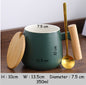 (READY STOCK)Coffee Tea Mug with Wood Handle Nordic Design With Lid and Spoon 350ml 420ml 460ml