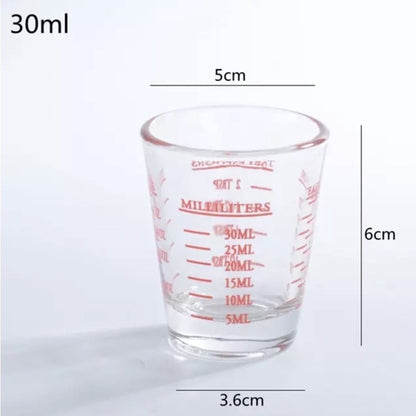 (Ready Stock)Coffee Espresso Shot Glass Double Mouthed Heat Resistance with Measuring Line 30ml 60ml 75ml