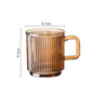 (READY STOCK)Coffee Tea Mug With Lid And Spoon Vertical Stripe Glass Creative Nordic Style 330ml