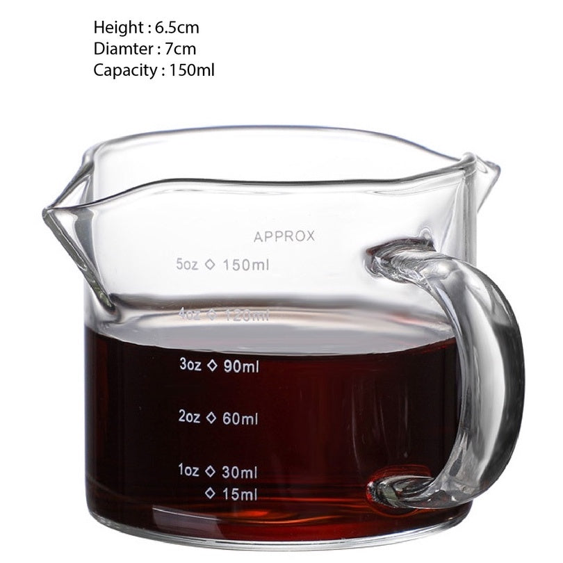 (Ready Stock)Coffee Espresso Shot Glass Double Mouthed Heat Resistance with Measuring Line 30ml 60ml 75ml