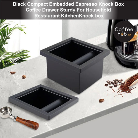 (Ready Stock)Black Compact Embedded Espresso Knock Box Coffee Drawer Sturdy For Household Restaurant Kitchen