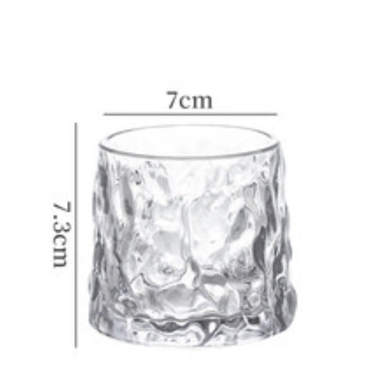 (READY STOCK)Coffee Latte Juice Wine Whisky Drink Café IN Style Clear Tempered Glass Cup Retro Thicken Rotating 160ml