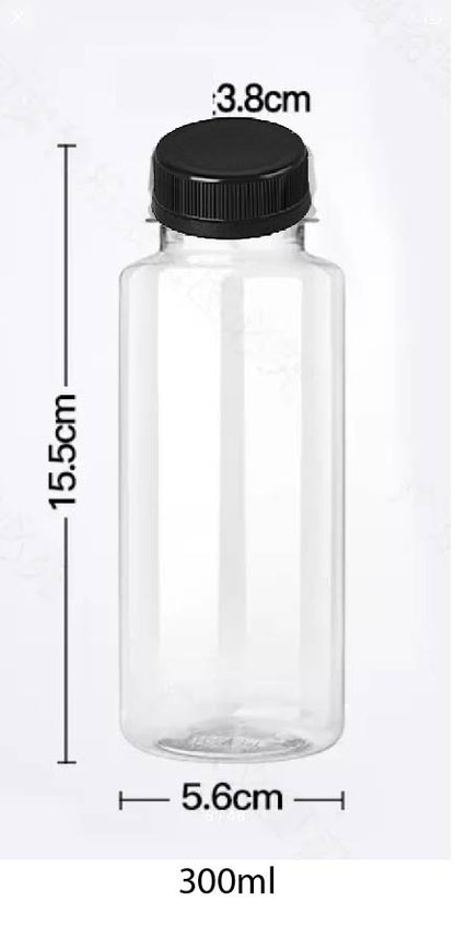 (READY STOKC)PET Clear Plastic Bottle 3.8cm Wide Storage Container Beverage Milk Juice Tea Coffee 200/250/300/350ml