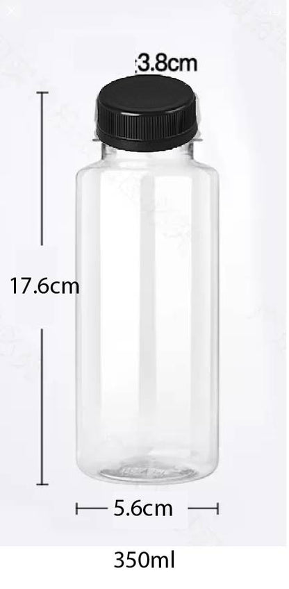 (READY STOKC)PET Clear Plastic Bottle 3.8cm Wide Storage Container Beverage Milk Juice Tea Coffee 200/250/300/350ml