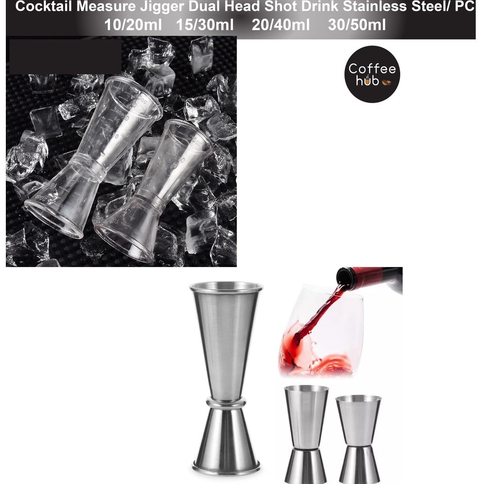 (Ready Stock)Cocktail Jigger Stainless Steel / PC Resin Measure Tools Bar Drink Mixer Dual Head Design Various Size