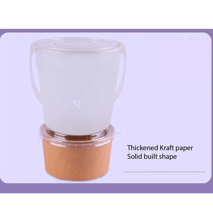 (READY STOCK)Disposable Kraft Paper Bowls Fruit Salad Ice Cream Food Packaging Container Take Away With Lid 50PCS