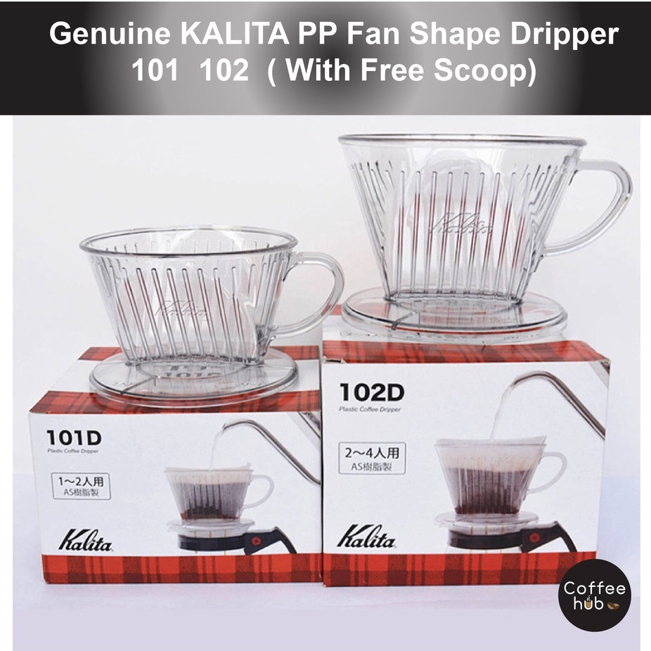 (Ready Stock)Coffee Filter Hand Drip Genuine KALITA Dripper Clear Plastic 101 102 With FREE Scoop