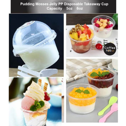 (Ready Stock)Dessert Pudding Salad Thick Quality PP Cup Disposable Take Away With Flat Dome Lid