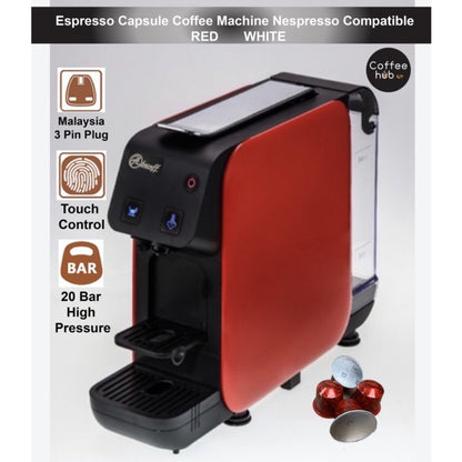 (Ready Stock)Coffee Espresso Italian Style Capsule Machine Nespresso Capsule Compatible RED WHITE