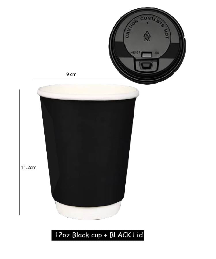 (Ready Stock)Coffee Tea Paper Cup High End Double Wall Heat Insulation Disposable  With Lid 8oz 12oz 16oz(±50pcs/bag))