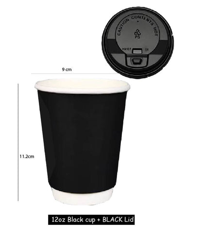 (Ready Stock)Coffee Tea Paper Cup High End Double Wall Heat Insulation Disposable  With Lid 8oz 12oz 16oz(±50pcs/bag))