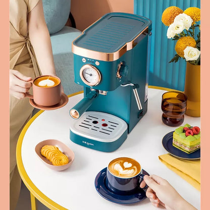 (Ready Stock)Espresso Coffee Machine Donlim Retro Style 20 Bar Home Semi Auto Milk Froth Latte Cappuccino Mocha