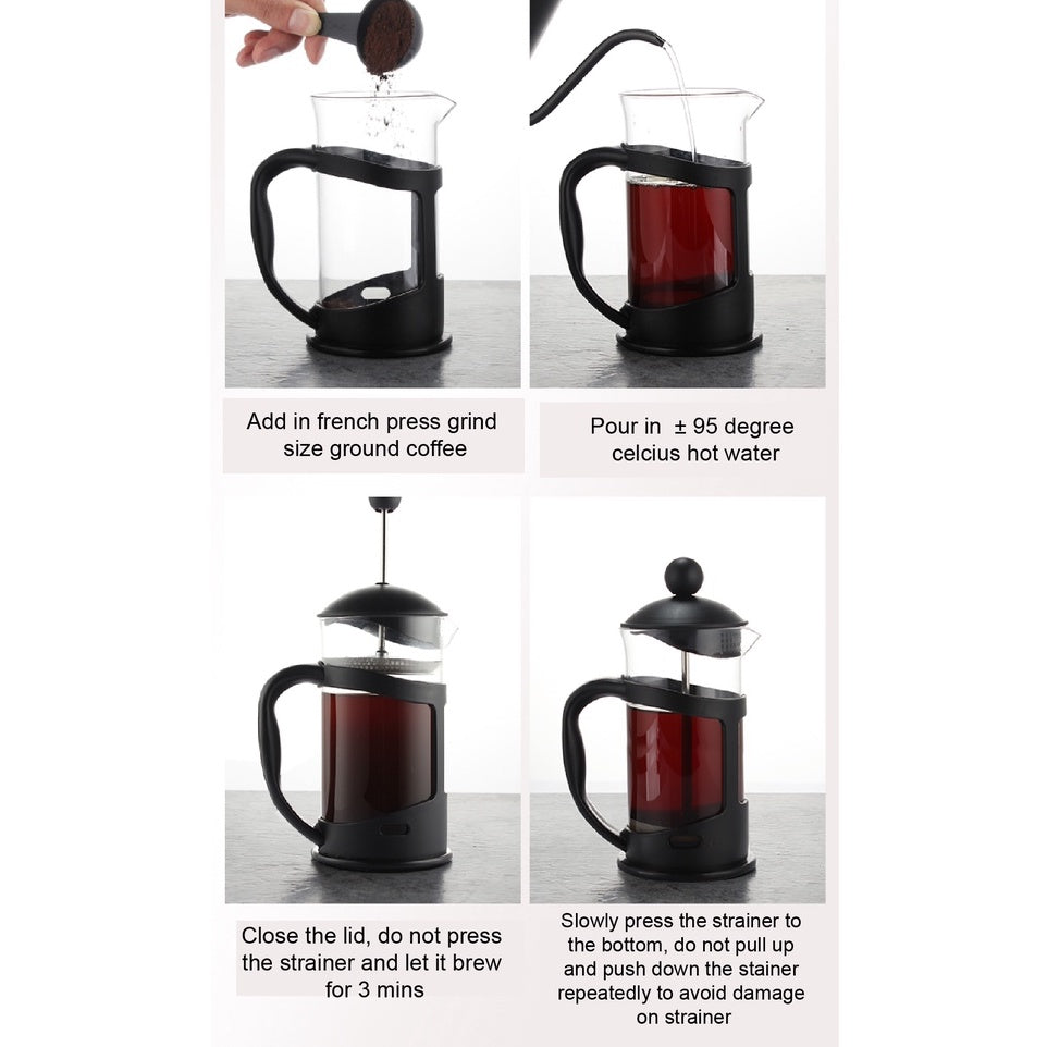 (Ready Stock)Coffee French Press Maker 350ml 600ml cum Milk Frother