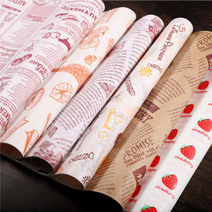 (READY STOCK)Kraft Paper Sandwich Paper Wrap Disposable Food Packing Triangle Shape Oil- Proof Doughnut Baking 50 Pcs