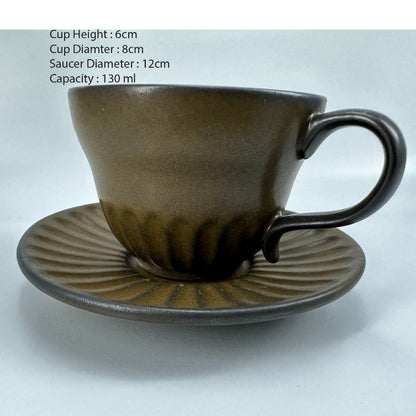 (READY STOCK)Coffee Latte Tea Mug 180ml Cum Saucer Japanese Creative Design Vintage Feel Set