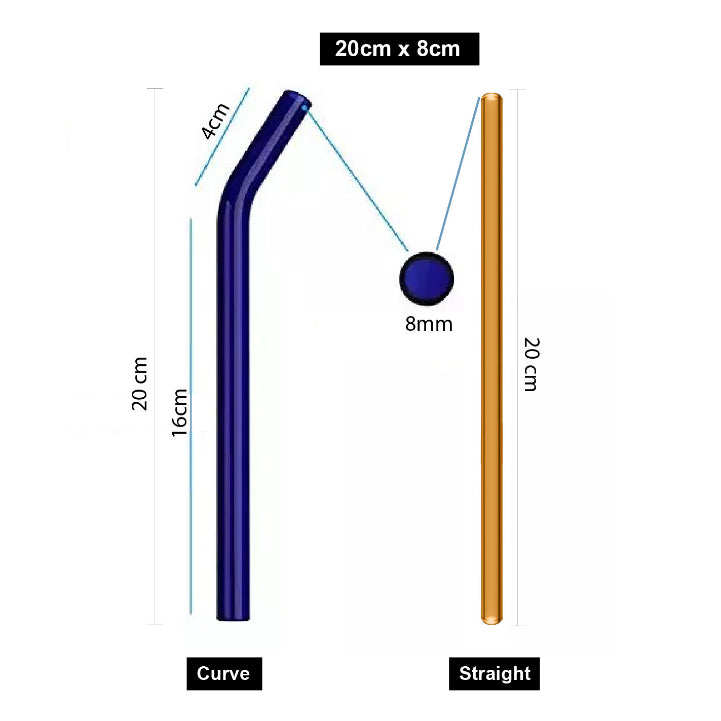 (Ready Stock)Reusable Eco Thick Glass Straw Tumbler Drinking Straight/ Curve Clear Assorted Colors 8mm 10mm