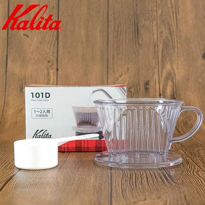 (Ready Stock)Coffee Filter Hand Drip Genuine KALITA Dripper Clear Plastic 101 102 With FREE Scoop