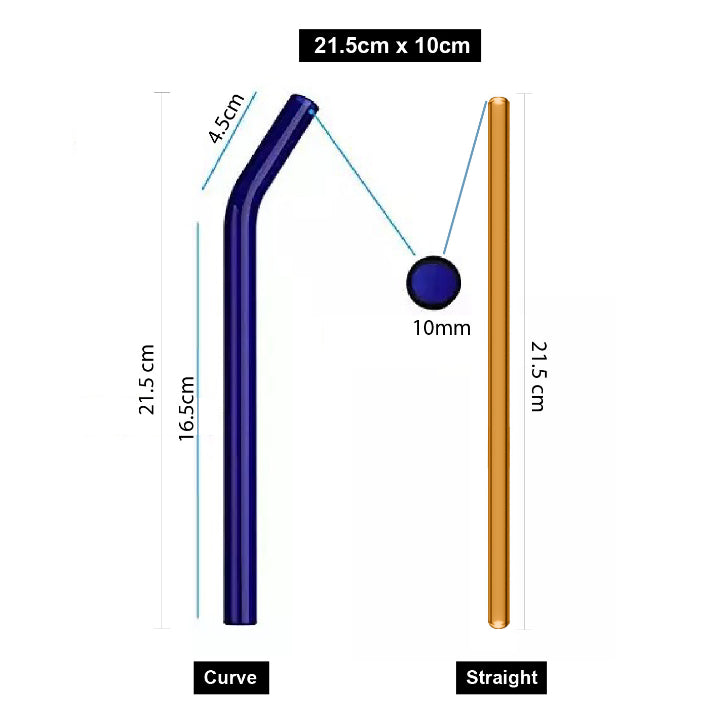 (Ready Stock)Reusable Eco Thick Glass Straw Tumbler Drinking Straight/ Curve Clear Assorted Colors 8mm 10mm