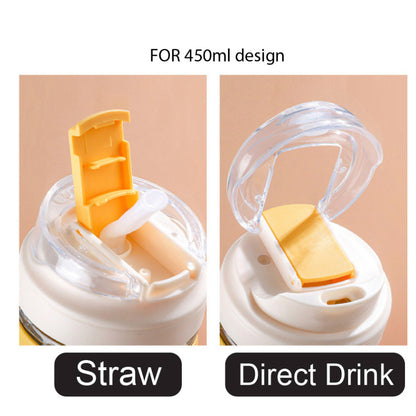 (READY STOCK)Coffee Travel Mug With Lid Portable Glass With Straw Leak Proof Non Slip 350ml 450ml