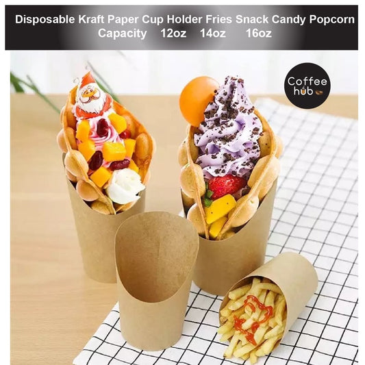 (READY STOCK)French Fries Candy Pop Corn Snack Ice Cream Disposable Kraft Paper Cups Food Tubs 100pcs