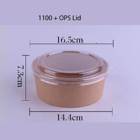 (READY STOCK)Disposable Kraft Paper Bowls Fruit Salad Ice Cream Food Packaging Container Take Away With Lid 50PCS