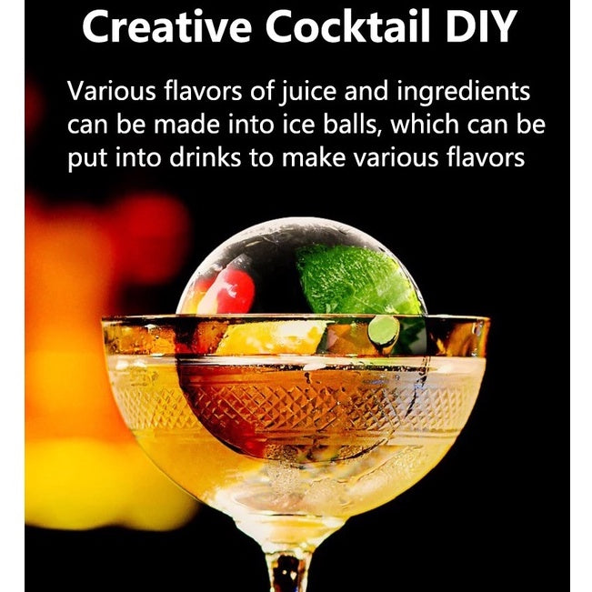 (Ready Stock)Round Ice Ball Mold DIY Silicone Sphere Stackable For Whiskey Cocktail Drink Jelly Mold